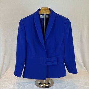 Tahari Royal Blue Blazer Petite 4P Structured Career Jacket